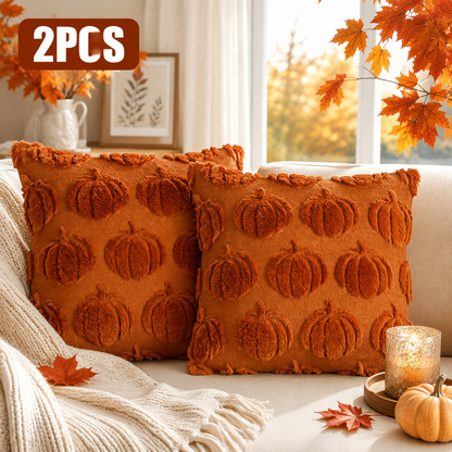 2-Pack 3D Jacquard Pumpkin Pillow Covers