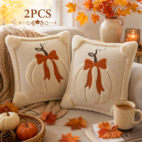 2-Pack 3D Jacquard Pumpkin Pillow Covers