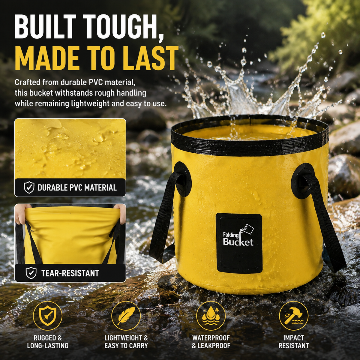 12L/20L Portable Folding Water Storage Bucket