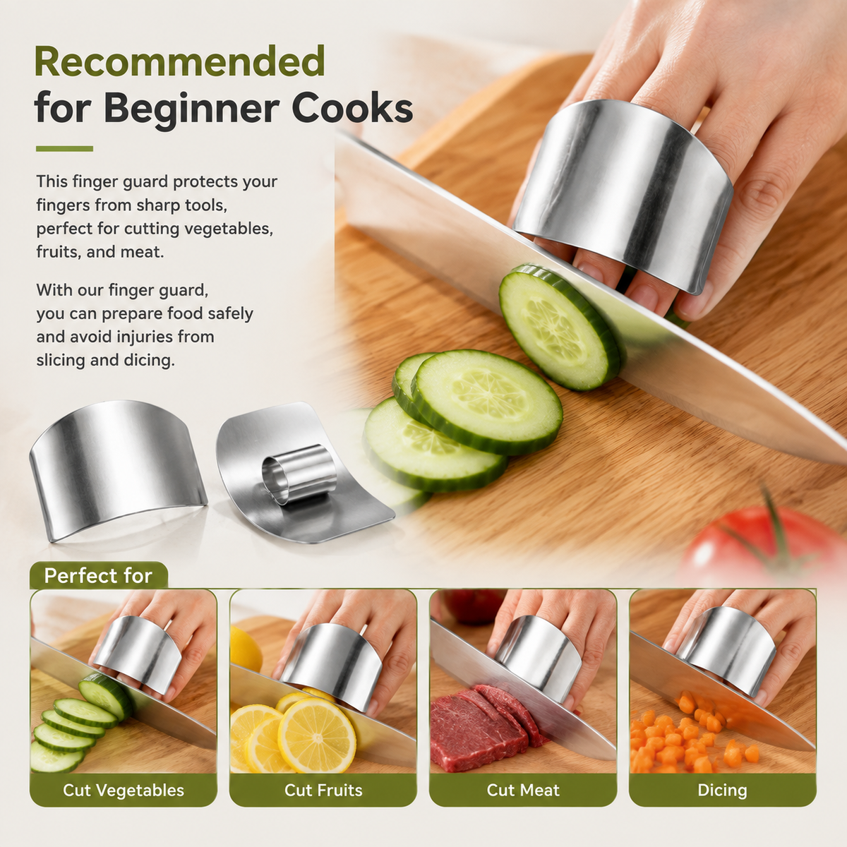 2 Pcs Stainless Steel Finger Protector for Cutting Food