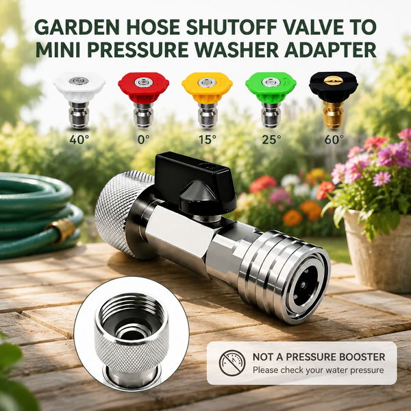 Garden Hose Shut Off Valve to Mini Power Washer Adapter, 3/4