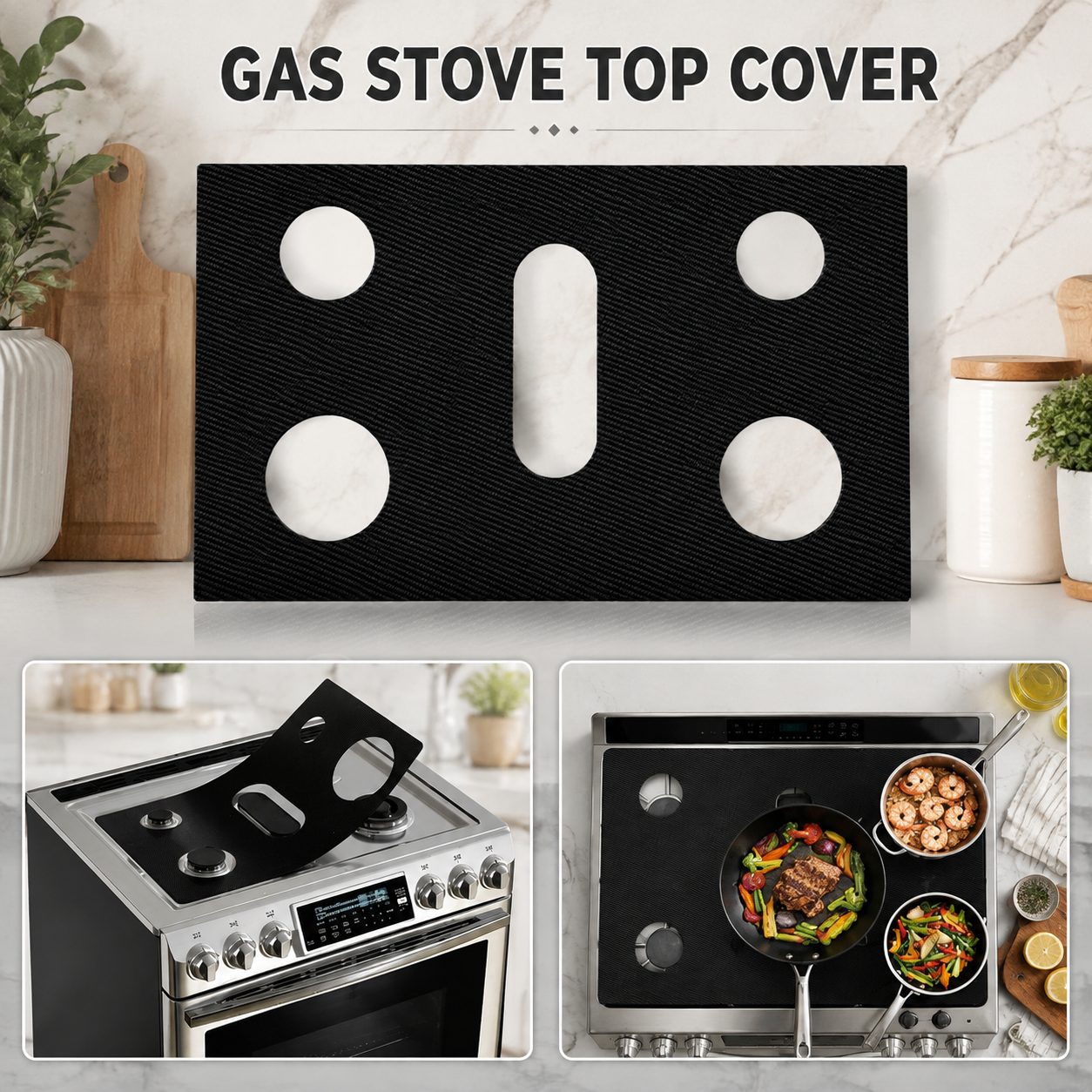 Non-Stick Gas Stove Burner Covers, Reusable Stovetop Protector Liners