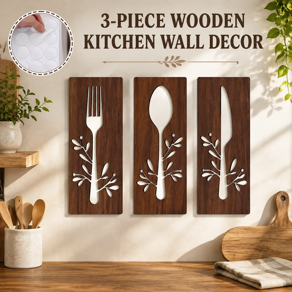 3-Piece Wooden Kitchen Wall Signs