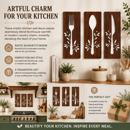 3-Piece Wooden Kitchen Wall Signs