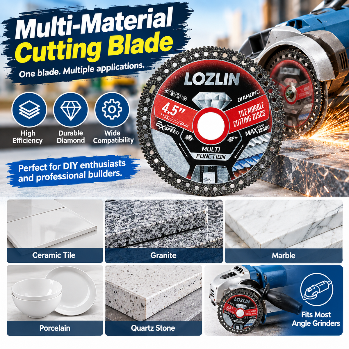 Diamond Blades 3PCS 4.5" Diamond Blade for Tile Cutting