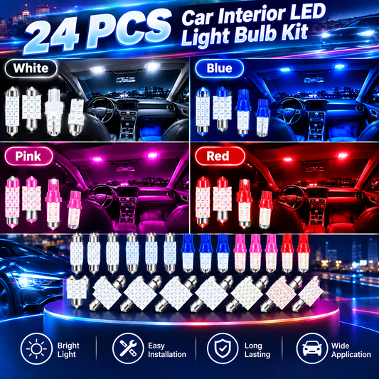 24-Piece Car Interior LED Light Bulb Kit