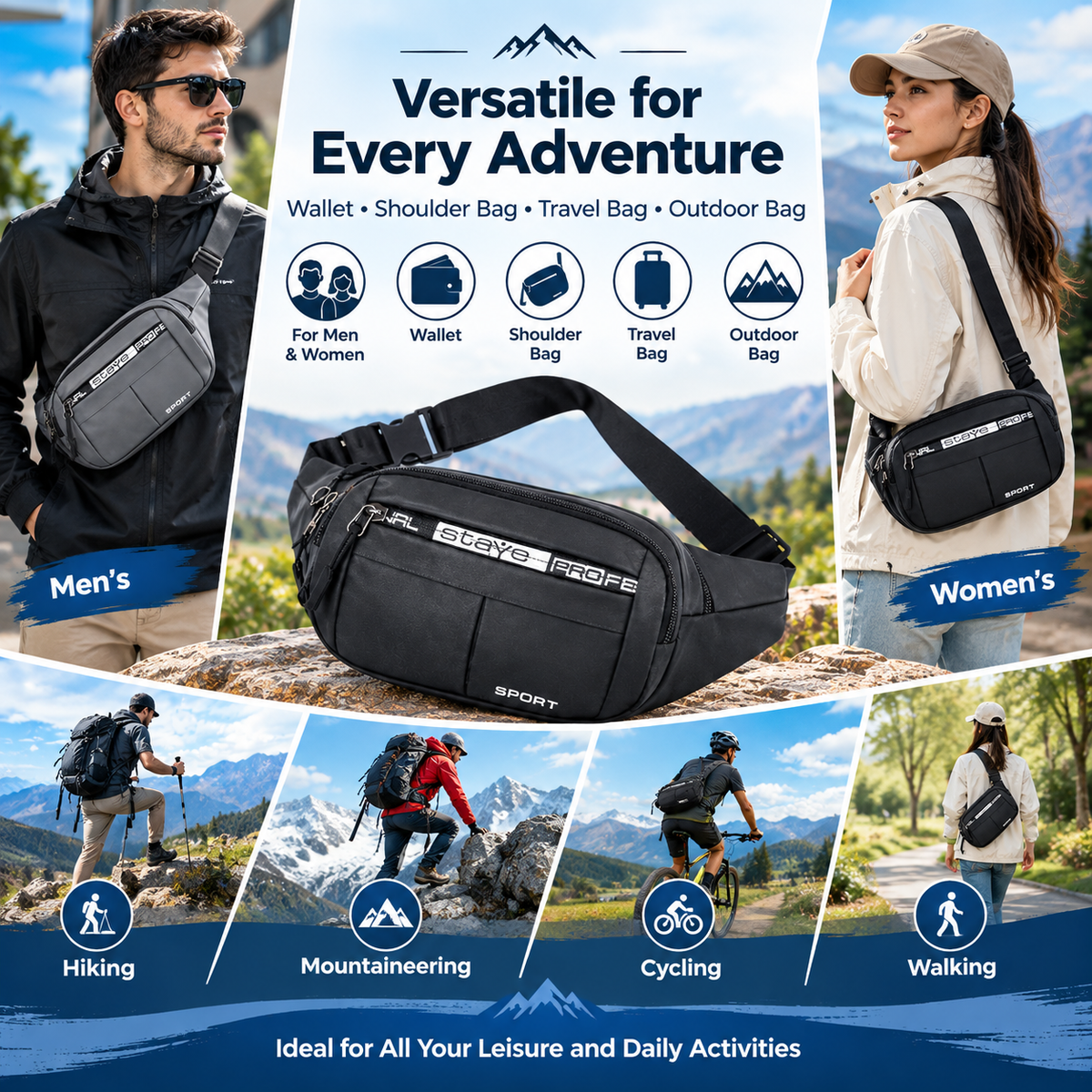 New Outdoor Casual Sports Crossbody Chest Bag