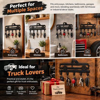 Vintage Industrial Cast Iron Truck-Shape Key Hooks