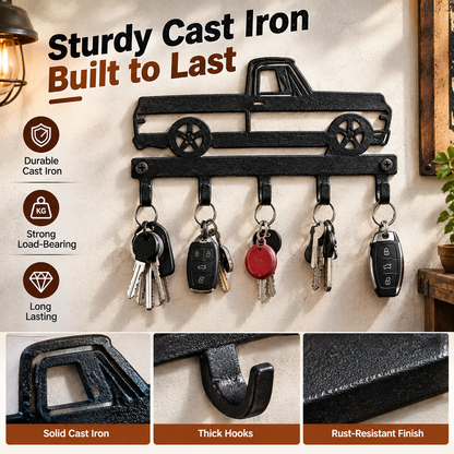 Vintage Industrial Cast Iron Truck-Shape Key Hooks