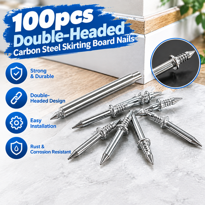 100 Double-Headed Carbon Steel Baseboard Nails - Corrosion-Resist