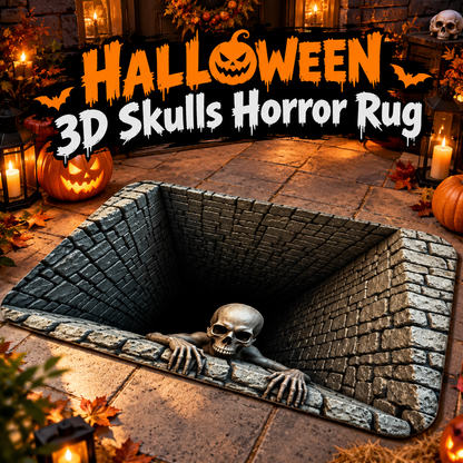 Halloween-themed 3D skull horror rug