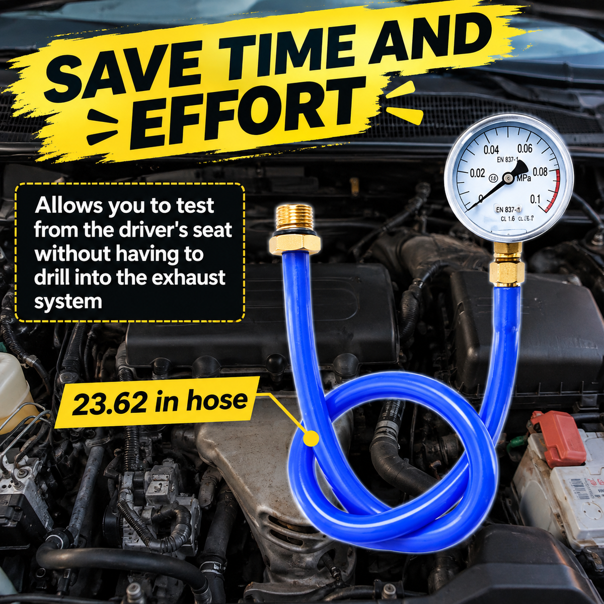 Exhaust Back Pressure Tester, Three-Way Catalytic Converter Exhaust Pressure Test Kit