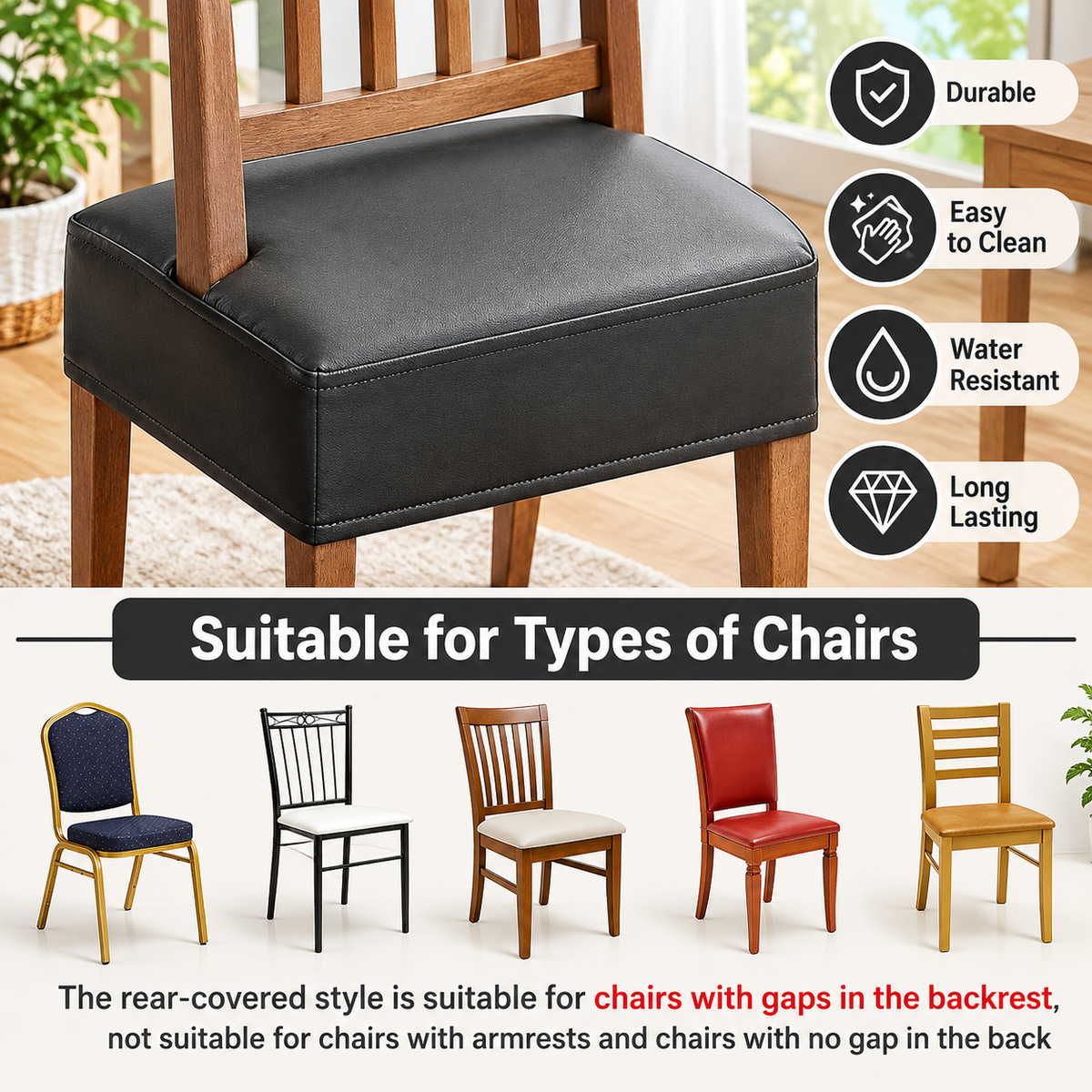 2PCS Waterproof Seat Covers for Dining Room Chairs Set of