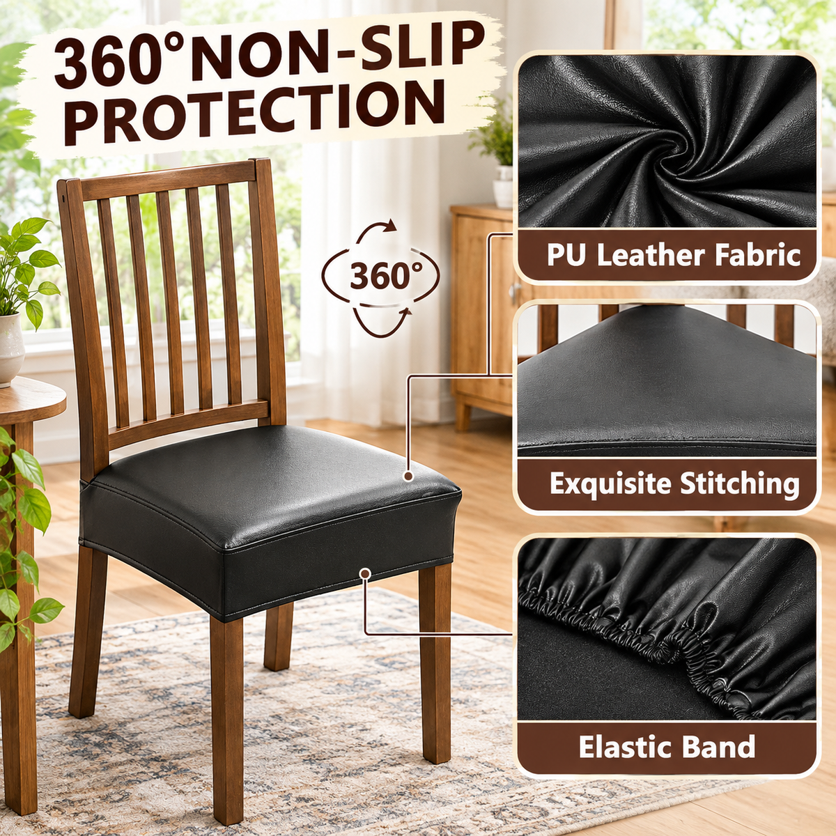 2PCS Waterproof Seat Covers for Dining Room Chairs Set of