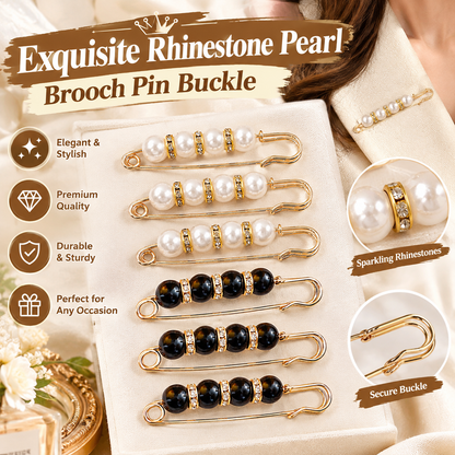 6PCS Exquisite Rhinestone And Pearl Brooch - Pearl Brooch/Waist Button