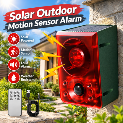 Solar Outdoor Motion Sensor Alarm - Dog Barking & Gunshot Sound