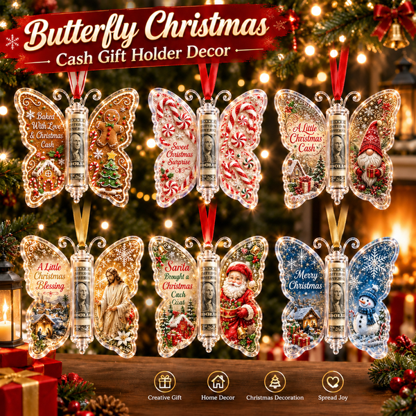 6PCS Butterfly Christmas Cash Gift Holder Ornament