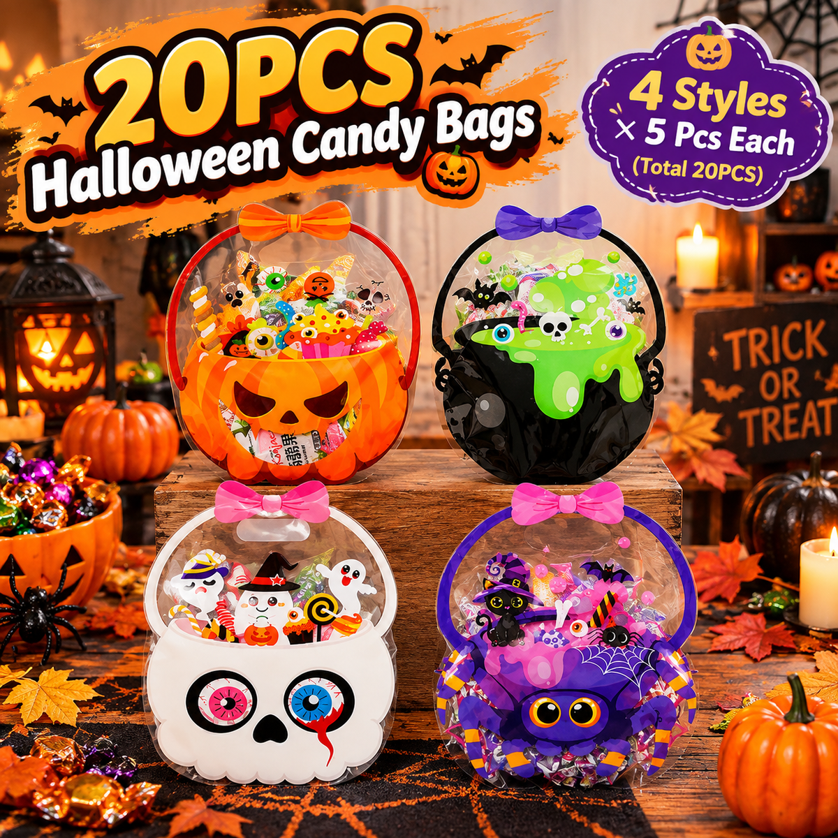 20PCS Halloween candy bags
