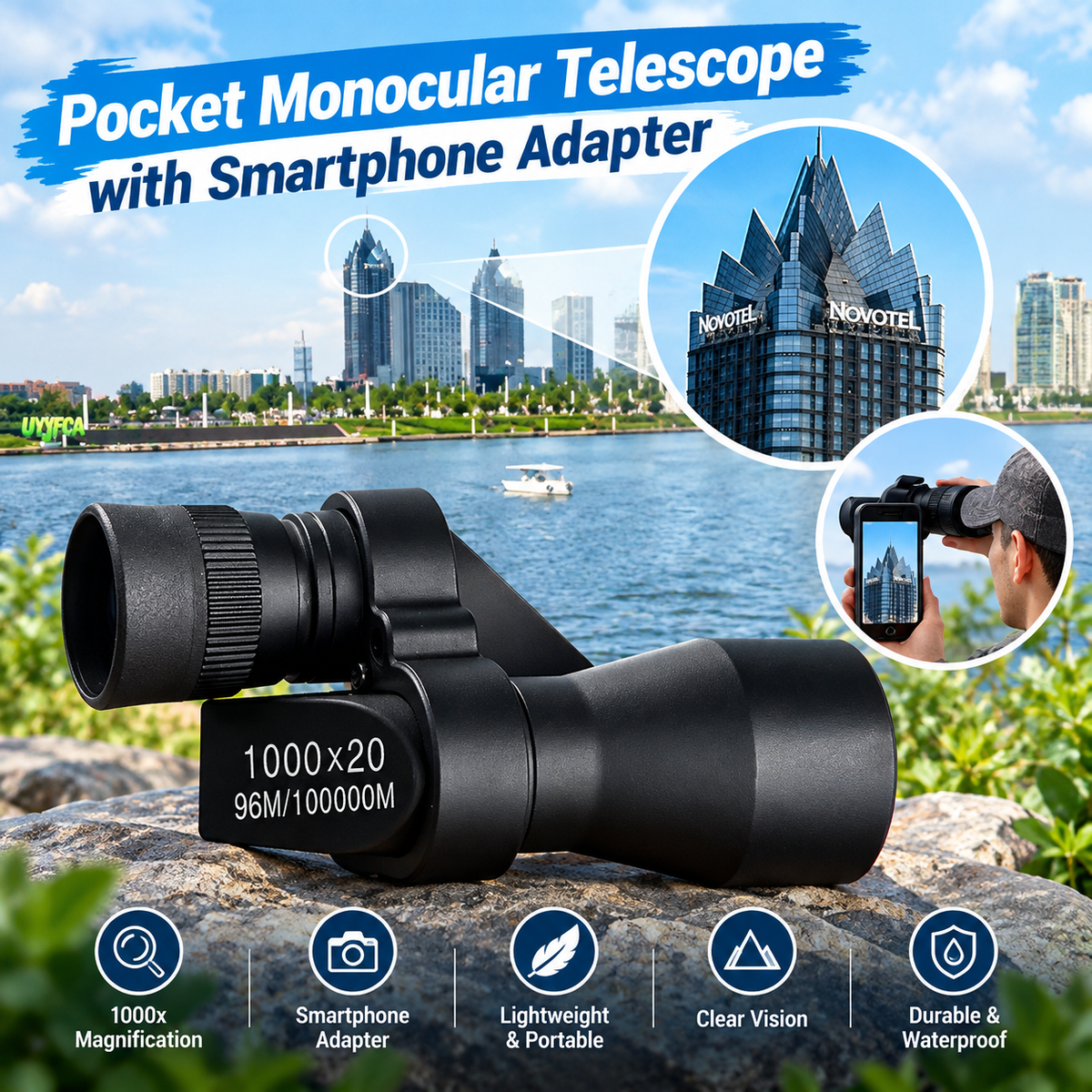 Pocket monocular with smartphone adapter