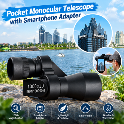 Pocket monocular with smartphone adapter