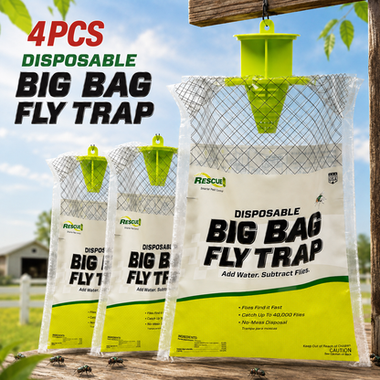 4PCS Outdoor Disposable Fly Trap – Hanging Fly Catcher with Attractant Bait