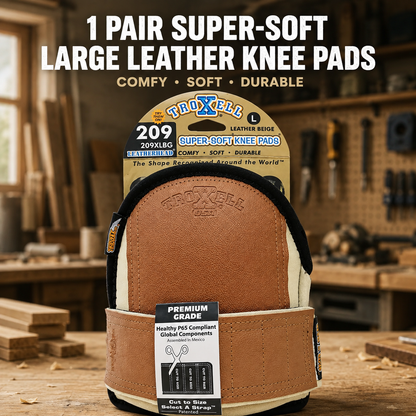 Pair of Extra-Soft Large Grey Leather-Topped Knee Pads