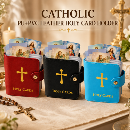 Catholic PU+PVC Leather Holy Card Holder