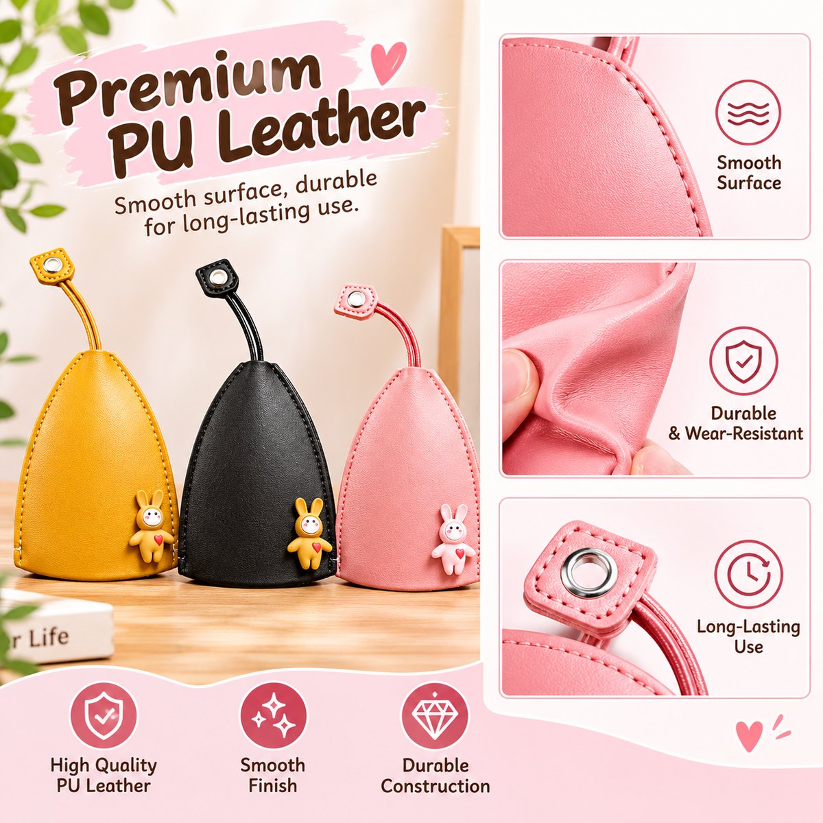 3PCS Cute Cartoon Pull-out Key Case