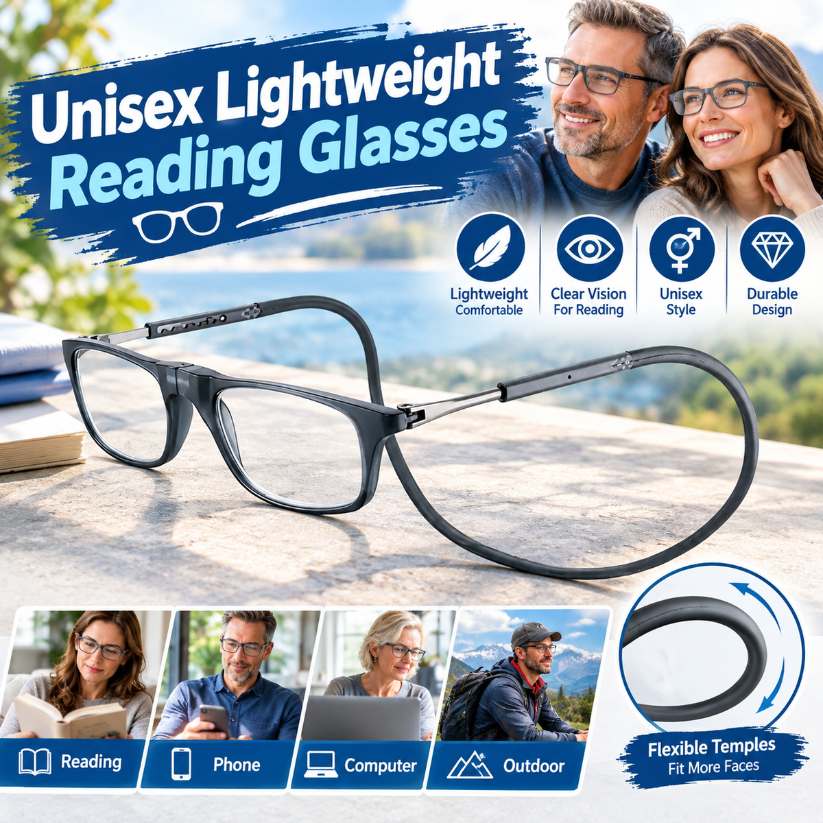 Unisex Lightweight Presbyopia Glasses with Presbyopic Lens