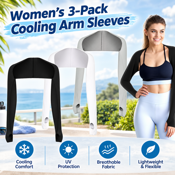 Women's 3-Pack Cooling Arm Sleeves with Thumb Holes