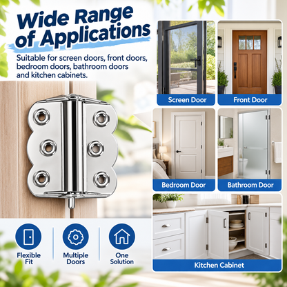 2-Pack Spring-Loaded Stainless Steel Self-Closing Screen Door Hinges