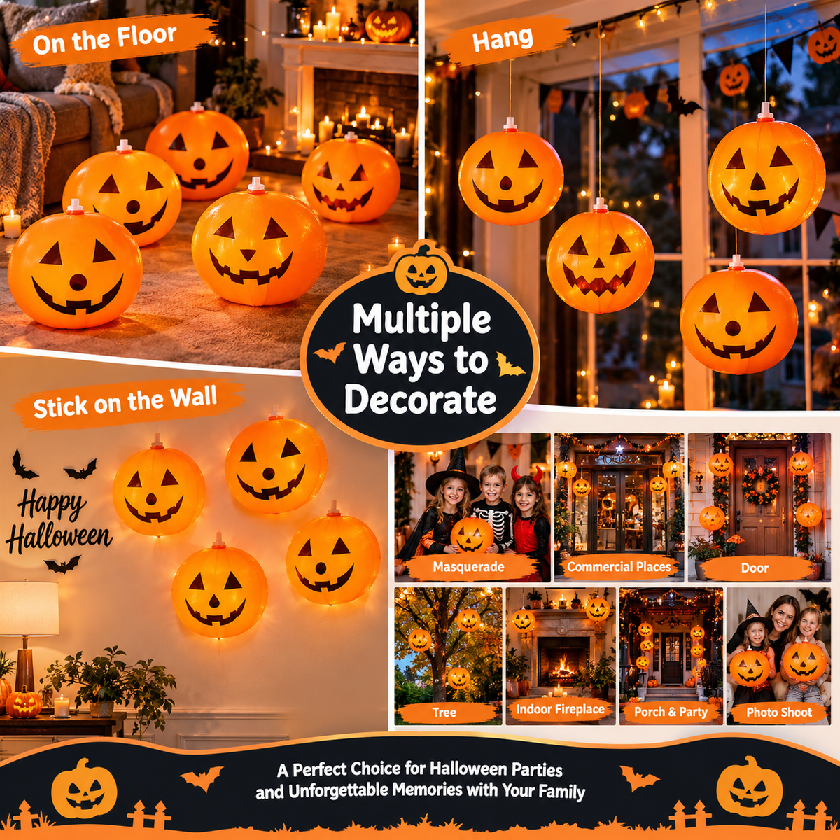 10-Pack Indoor/Outdoor Halloween Pumpkin-Shaped Latex Balloon Decorations
