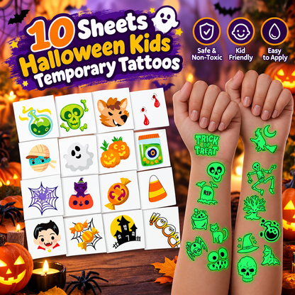 10 Pcs Halloween Tattoos for Kids