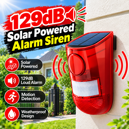 129dB Solar Powered Siren Alarm with Motion Sensor