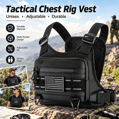 Black Unisex Tactical Chest Vest