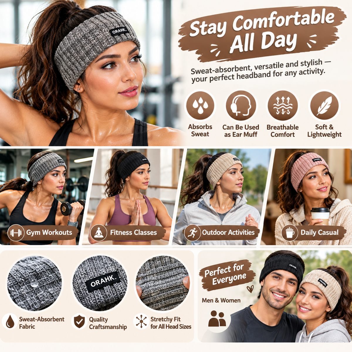 Women's 4-Pack Soft Knit Fringe Headband Accessory