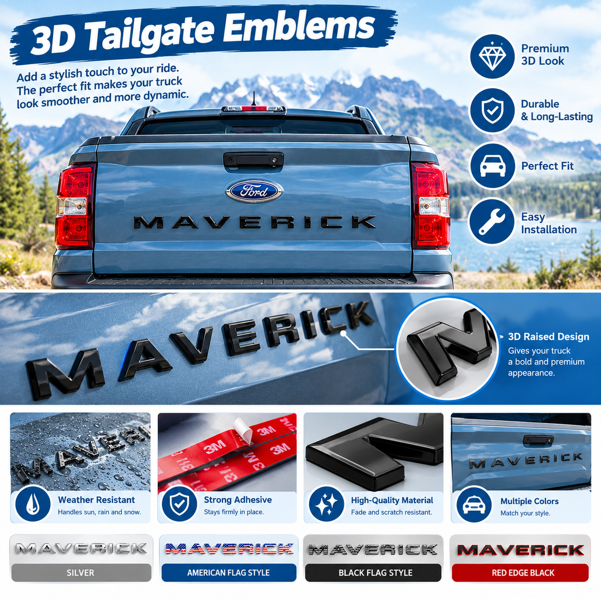 3D Maverick Tailgate Letters for Ford Maverick 2022-2026
