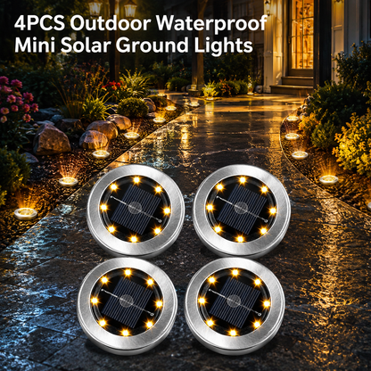 4Pcs Outdoor Waterproof Mini Solar Ground Lights - Landscape Lighting for Yard Driveway Walkway