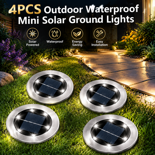4Pcs Outdoor Waterproof Mini Solar Ground Lights - Landscape Lighting for Yard Driveway Walkway