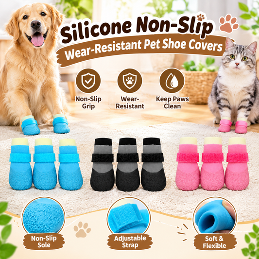 4-Pack Waterproof Dog Boots – Silicone Non-Slip, Wear-Resistant Pet Shoe Covers