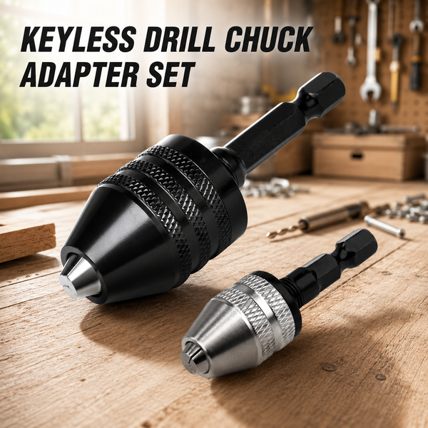2Pcs Keyless Drill Chuck Adapter Set