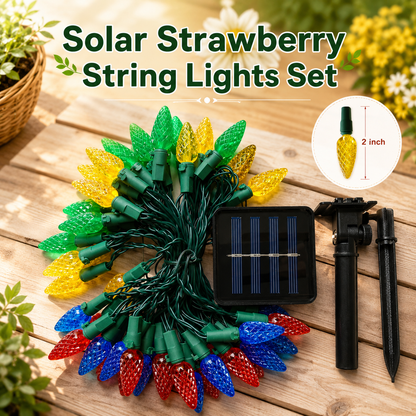 Solar-Powered Waterproof Strawberry String Light Set