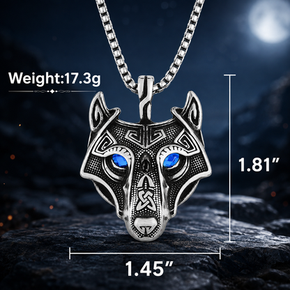 Viking Wolf Head Geometric Pendant Necklace for Men