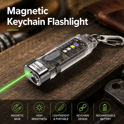 Magnetic Keychain Flashlight, 550 Lumens RGB & UV Laser Light