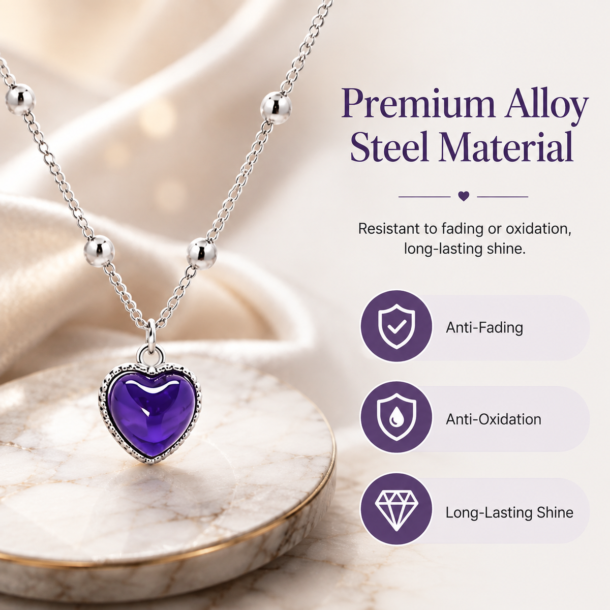 Mood Pendant Necklace Heart-Shaped Temperature-Sensitive Color-Changing Necklace