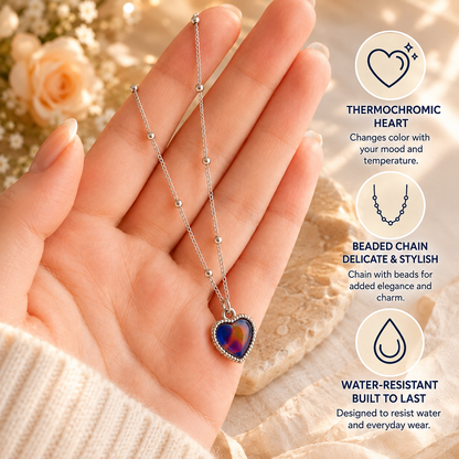 Mood Pendant Necklace Heart-Shaped Temperature-Sensitive Color-Changing Necklace
