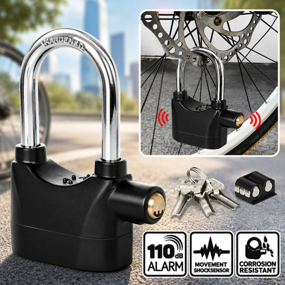Alarm Hanging Lock, 110db Outdoor Stainless Steel Door Alarm Lock, Includes 3 Keys,
