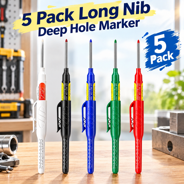 Refillable Water-Resistant Construction Marker, Heavy-Duty Carpenter Pen for Woodworking & Plumbing