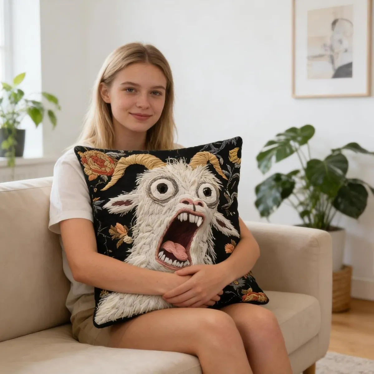Printed Donkey Pillow Cover, 18-Inch Decorative Sofa Pillowcase, Cute Animal Design Cover for Bedroom