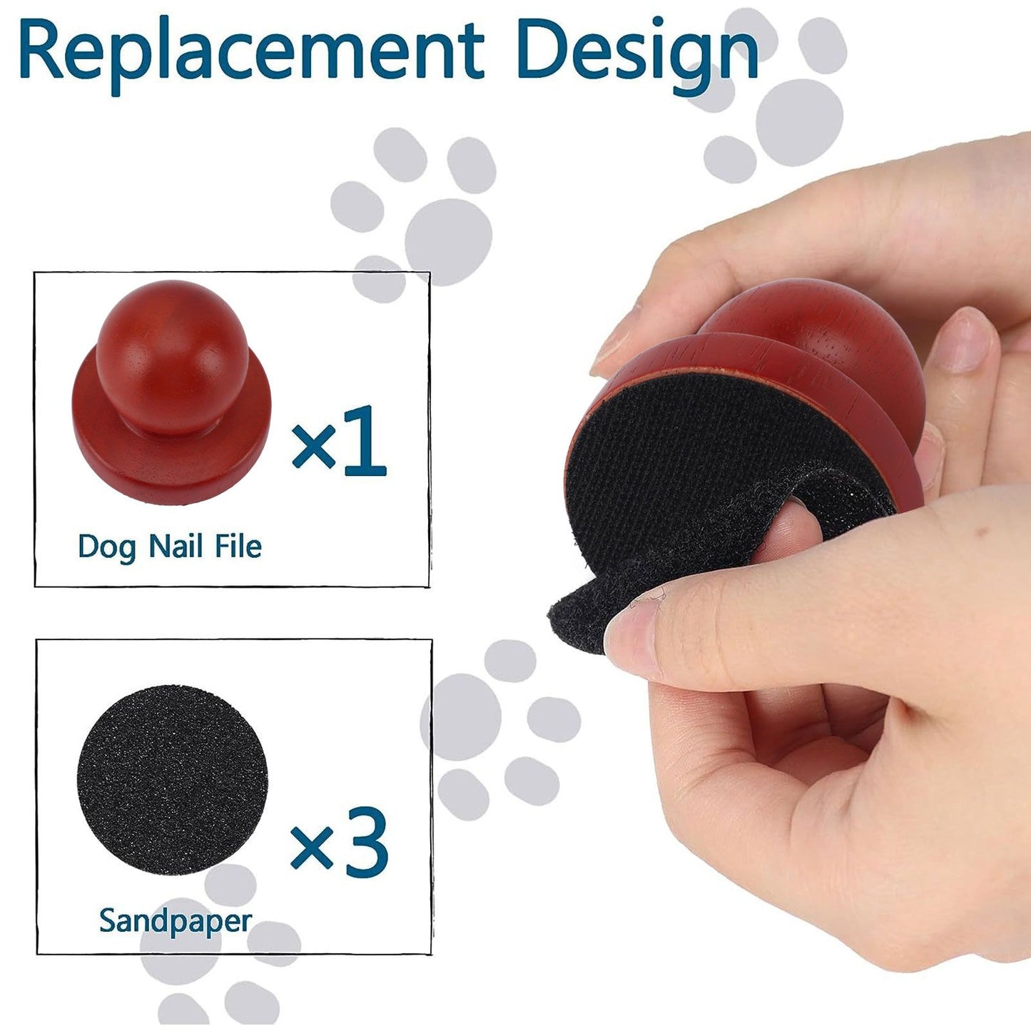 Dog Nail File Scratch Board – Painless Wooden Round Nail Trimming Pad with 3 Replaceable Sandpapers